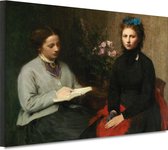 Het lezen - Henri Fantin-Latour schilderij - Vrouwen portret - Muurdecoratie Portret - Modern schilderij - Canvas keuken - Schilderijen 70x50 cm