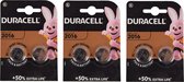 Duracell CR2016 Lithium Batterijen | 3V | Set van 3 Sets (6 Stuks) | Langdurige Energie | 50% Extra Levensduur