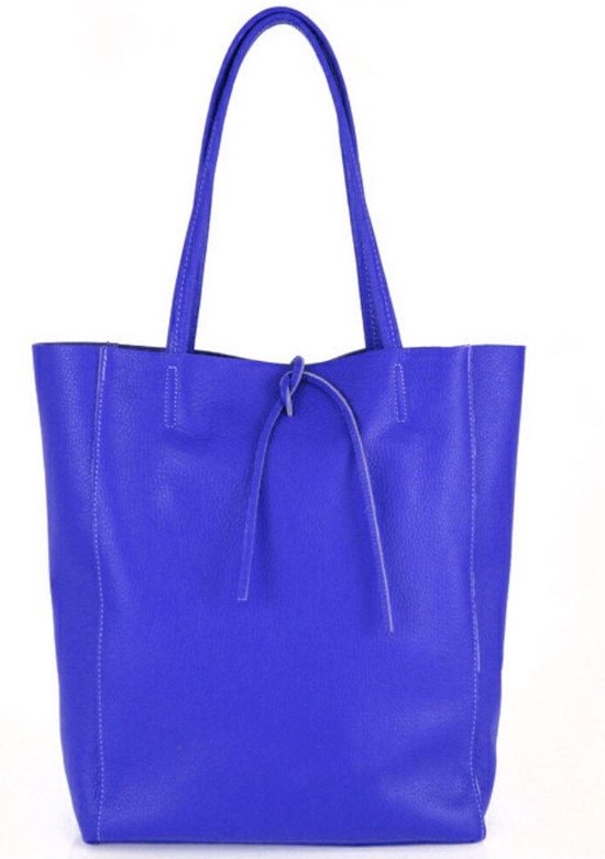 Kobalt Blauwe Leren Shopper Simple - Leder - Shoppers - Handtassen - Kobalt Blauw - Italiaans Leer - Leren Tas