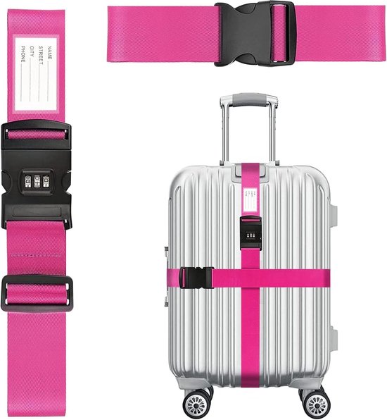 2 Sangles De Valise Avec Cadenas à Code - 4,2m | Sécurité Voyage - Étagette Nominative & Réglable