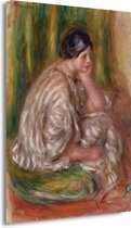 Vrouw in oosterse klederdracht - Pierre-Auguste Renoir portret - Vrouw wanddecoratie - Schilderijen canvas Portret - Wanddecoratie modern - Canvas schilderij woonkamer - Muurdecoratie slaapkamer 100x150 cm