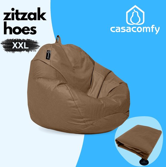 Casacomfy Housse de Pouf, Tissus, Rembourrage, Sans Rembourrage, Poire XXL, Marron Moka, Adultes et Enfants