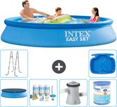 Intex Rond Opblaasbaar Easy Set Zwembad - 305 x 61 cm - Blauw - Inclusief Afdekzeil - Onderhoudspakket - Zwembadfilterpomp - Filter - Ladder - Voetenbad