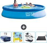 Intex Rond Opblaasbaar Easy Set Zwembad - 396 x 84 cm - Blauw - Inclusief Solarzeil - Onderhoudspakket - Zwembadfilterpomp - Solar Mat