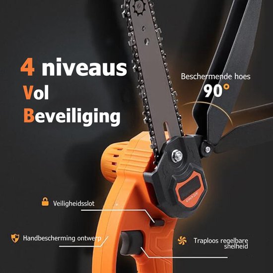 Mini Kettingzaag - Draagbare Kettingzaag Accu - Kettingzaag Electrisch - Handzaag - Houtzaag - Complete Set Inclusief Gereedschapskoffer, Reserveketting, Handschoenen van MINI — afbeelding 3
