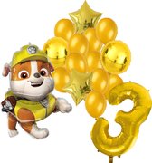 Paw Patrol Rubble ballonnen pakket - 64x81cm - 3 jaar - Folie Ballon set - Themafeest - Verjaardag - Ballonnen - Versiering - Helium ballon