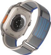 Trail Loop Sport Band Blauw/Grijs - Compatibel met Apple Watch 42mm - 44mm - 45mm - 49mm - Ultra Band, zachte nylon smartwatchband met klittenband voor iWatch series Ultra 9 8 7 6 5 4 3 2 1 SE grote modellen