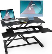 Staande Bureau, 80x40 cm in hoogte verstelbaar bureau, 2 niveaus met Diepe Toetsenbordplank telefoonhouder en kabelmanagement, voor laptop dubbele monitoren