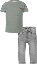 Koko Noko - Kledingset - Jeans Grijs - Shirt Dusty Green - Maat 98