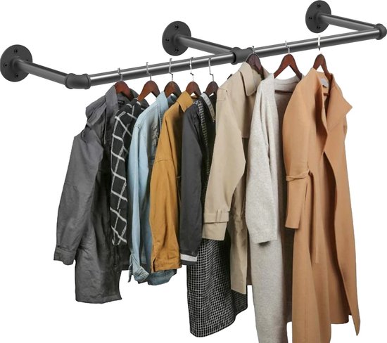 Gran Vida® - Portant à vêtements industriel - Porte-manteau - Mural - Réalisable en 90, 135 et 180cm