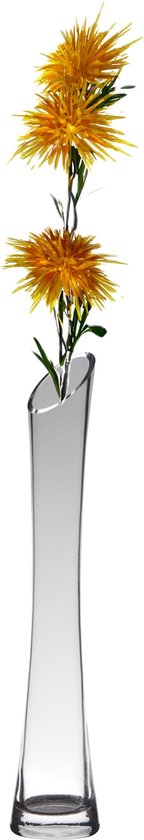 Hakbijl glass bloemenvaas - transparant - D7 x H35 cm - glas - Speciaal geschikt voor die ene rode roos/rozen met Valentijn/Bruiloft