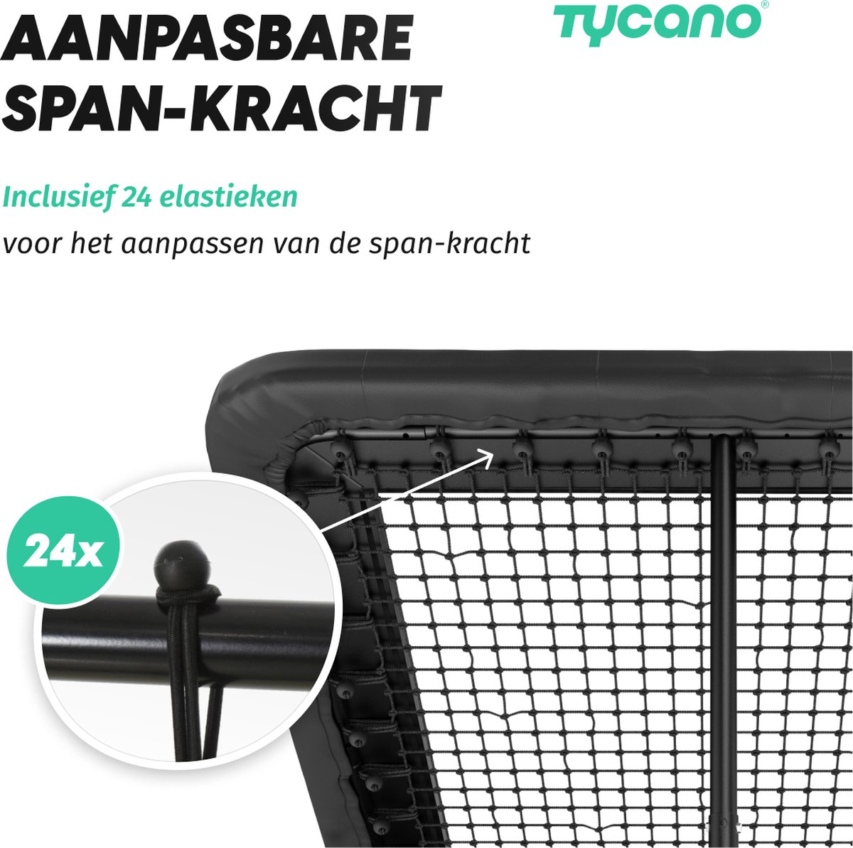 Tycano Verstelbare Rebounder - 84 x 84 cm - Voetbaldoel - Kickback - Voetbal Bouncer - Tchouk — afbeelding 6