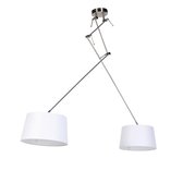 QAZQA blitz - Landelijke Hanglamp met kap - 2 lichts - L 300 mm - Wit - Woonkamer | Slaapkamer | Keuken