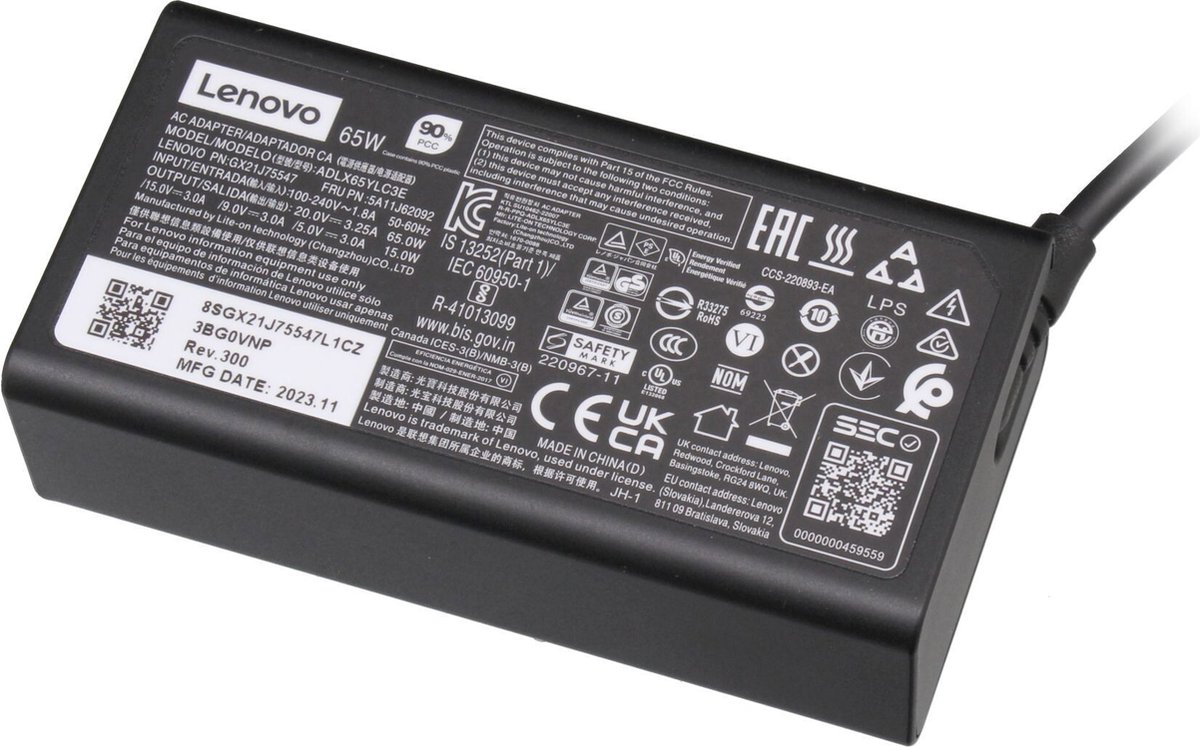 Lenovo 5A11J62092 USB-C oplader 65W - vierkant