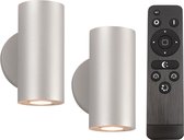 Olucia - 2 buitenlampen up down Salar, 12V, incl. aansluitset en afstandsbediening - Vorm: Cilinder
