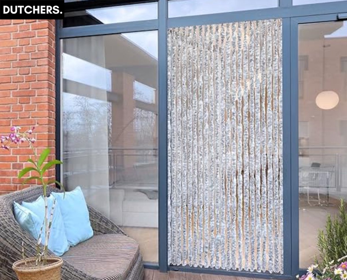 Dutchers.® Deurgordijn - Deurhor - Kattenstaart Vliegengordijn - Deurgordijn - Vliegengordijn - Insectengordijn - Grijs - 100x230 Cm