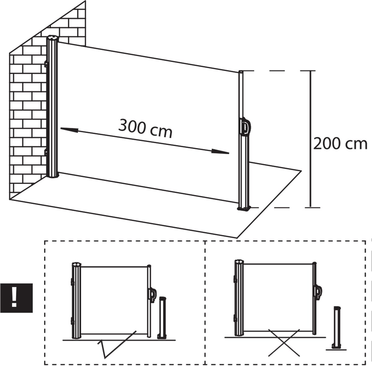 Springos Windscherm - Tuinscherm - Oprolbaar - Waterbestendig - Staal - Aluminium - Grafiet - 300 X 200 CM