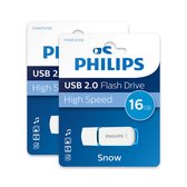 Philips 16GB USB Stick - Ocean Blue Snow Edition - USB-A 2.0 - LED - Wit - 2-Pack