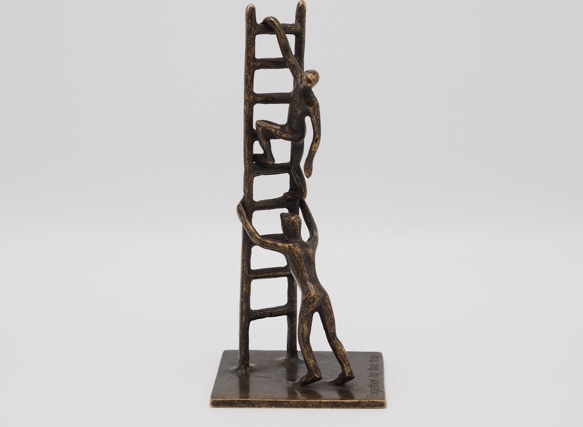 Brons beeld - Together to the top - relatiegeschenk - Bronzartes - 22 cm hoog