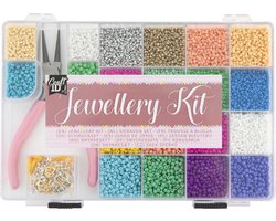Sieraden Maken Meisjes Starterspakket - Kralen & Bedels - Compleet Knutselpakket voor Kralen Creaties met 20 Kleuren - Voor Armbandjes, Kettingen en Enkelbandjes - Inclusief Gereedschap en Accessoires - Glaskralen