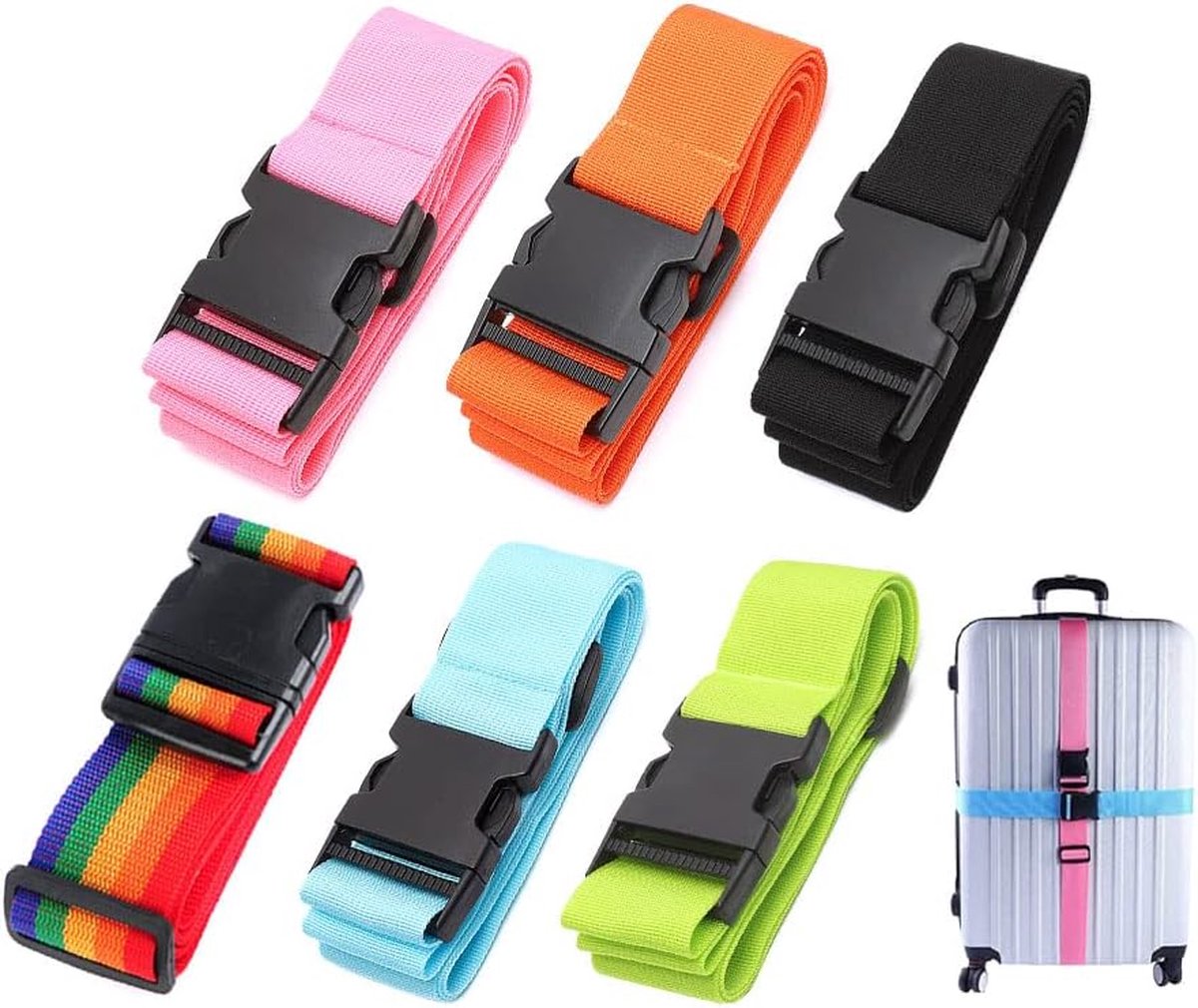 4 stuks kofferriem, kofferband, verstelbare antislip bagageband, lange