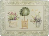 Placematset met bloemenpatroon, 4 onderzetters, placemats, 40 x 29 cm & Topiary knietblad, 43,5 x 32,5 cm