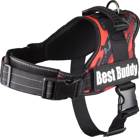 Hondentuig Best Buddy Pluto Rood Army 70 tot 90 cm buikomvang - 58 tot 75 cm nekomvang