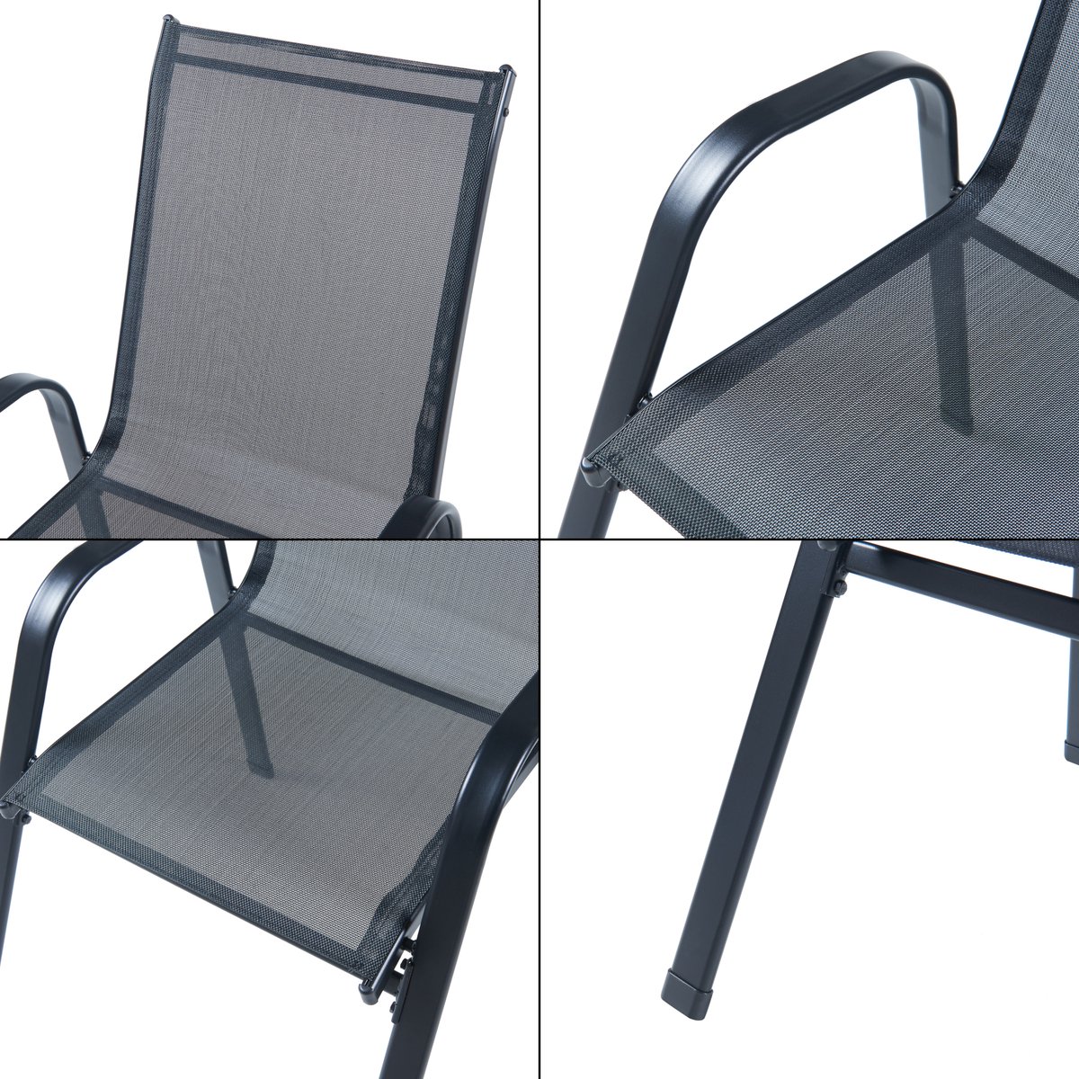 Tuinset Aradeo 7-delig tuintafel met tuinstoelen zwart – foto 2