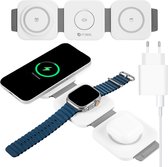 ForDig 3-in-1 Draadloze Oplader (Wit) Flat Case - 15 Watt Snellader - Geschikt voor iPhone & Android Telefoon / Apple iWatch & Airpods - Draadloos GSM QI Lader - Wireless Charger