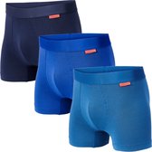 Undiemeister Boxershort multipack - Boxershort heren - Ondergoed - Gemaakt van Mellowood - Onderbroek mannen - Boxer briefs - Blauwtinten - 3-Pack - XL