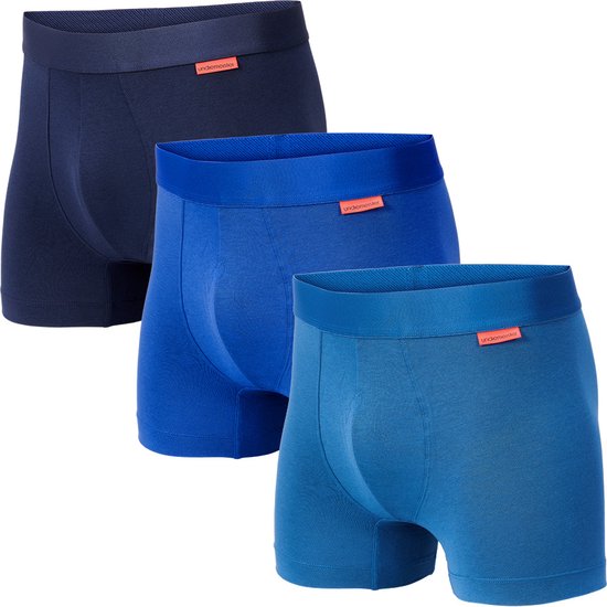 Undiemeister Boxershort multipack - Boxershort heren - Ondergoed - Gemaakt van Mellowood - Onderbroek mannen - Boxer briefs - Blauwtinten - 3-Pack - XL