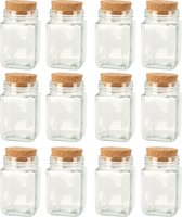 Bellatio Design Glazen flesjes met kurk dop - set 12x - transparant - glas - 250 ml - hobby/DIY - bedankje