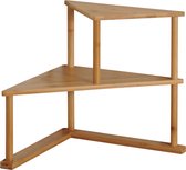 Kesper Keuken aanrecht hoek etagiere - 2 niveaus - bamboe - rekje/organizer - 52 x 30 x 39 cm - lichtbruin