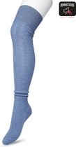 Bonnie Doon Bio Kabel Overknee kousen Dames Jeans Blauw maat 36/42 - Klassieke Kabel - Biologisch Katoen - Comfort - Classic Cable Overknee sokken - OEKO-TEX - Gladde Naden - Kniekousen - Duurzaam Huidvriendelijk - Jeans Blue Heather - P53498.253