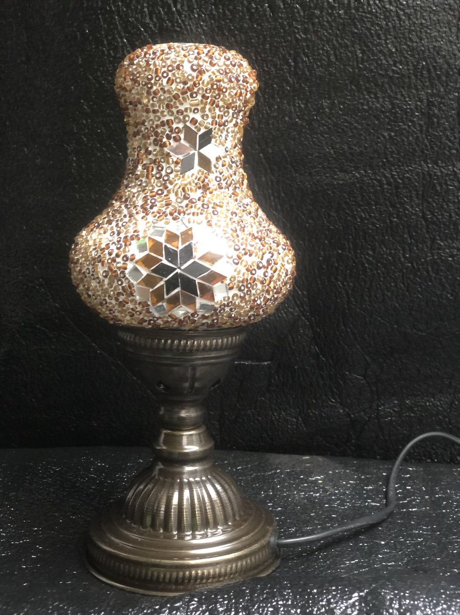 Bruin beige Handgemaakte sfeerlamp peervormige tafellamp Turkse mozieklamp Oosterse bureaulamp