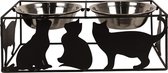Voerbak Kat 2x500 ml Zwart Ijzer Katten