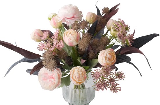 Bouquet Court Noué de Fleurs artificielles Rose Tendre