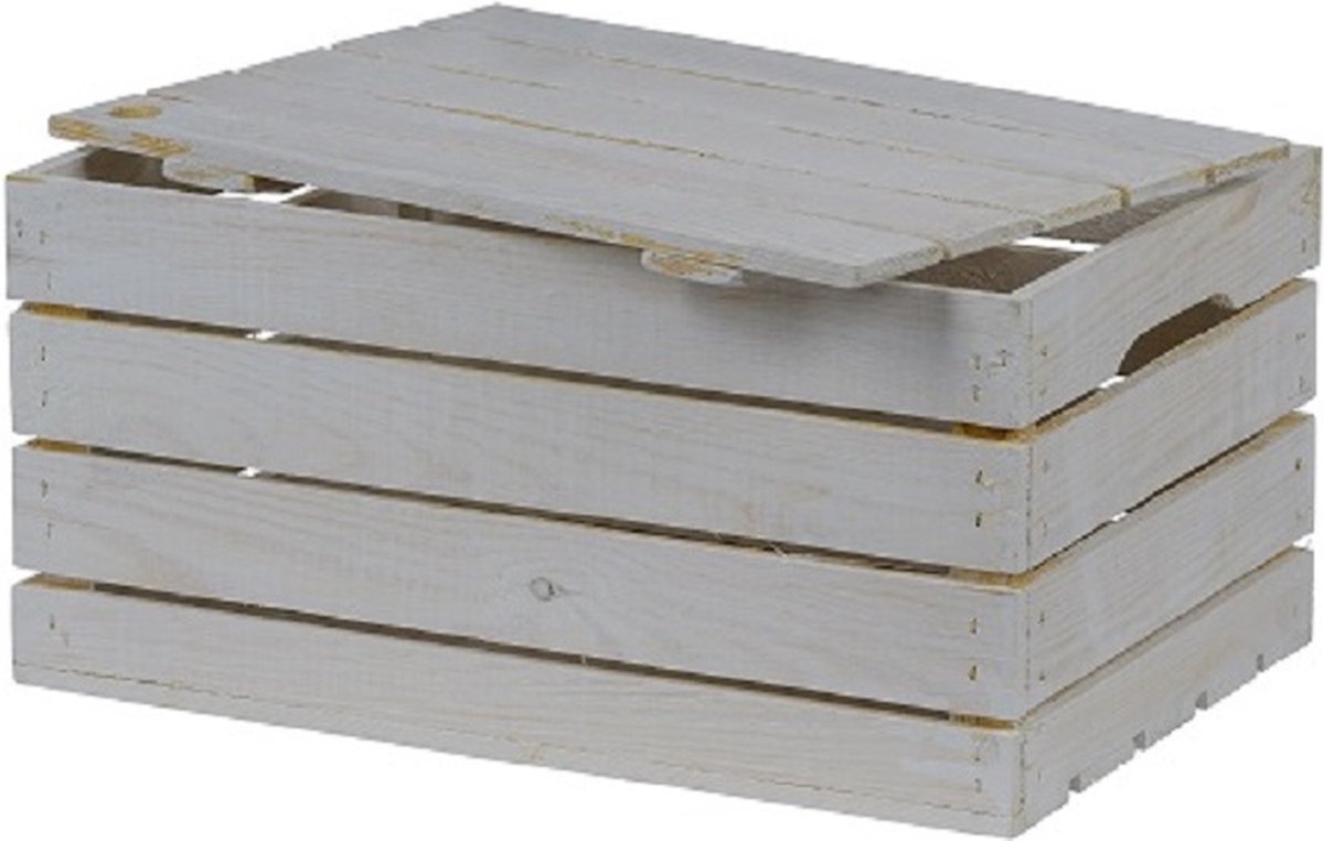 Houten Kist met Deksel - Middel, Wit / Cadeaukist / Geschenkverpakking / Doos / Gift / Cadeau