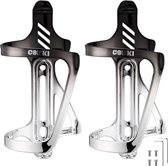 Bastix - Fiets flessenhouder, rechts en links Slide-Entry fiets bidonhouder voor racefiets, MTB, Gravel Bike en e-bike, aluminium, zwart en kleurrijk, set van 2 stuks