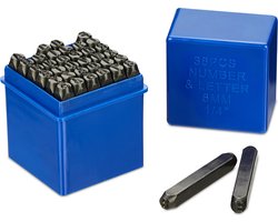 slagletters - 36-delige set - 6 mm - staal - A-Z en 0-9 - voor leer en metaal - zwart