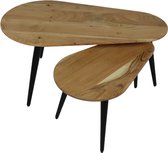 Tables basses Zurich - 95x52x46 - Naturel/noir - Bois d'acacia/fer - Set de 2