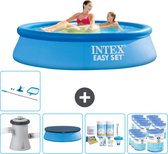 Intex Rond Opblaasbaar Easy Set Zwembad - 244 x 61 cm - Blauw - Inclusief Pomp Afdekzeil - Onderhoudspakket - Filters - Schoonmaakset