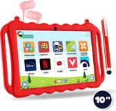 DEPLAY Kids Tablet PRO - Kindertablet - Kindertablet vanaf 3 jaar - 6000 mAh Batterij - Pen, Beschermhoes & Screenprotector - Android 13 – Tablet Kinderen - 10 Inch - Rood