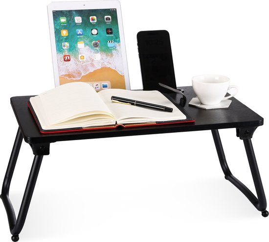 Table de chevet Behave - Table de canapé - Table pour ordinateur portable - Multifonction - Zwart