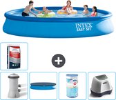 Intex Rond Opblaasbaar Easy Set Zwembad - 457 x 84 cm - Blauw - Inclusief Pomp Afdekzeil - Filter - Zoutwatersysteem - Zwembadzout