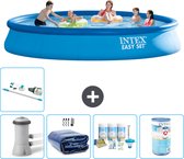 Intex Rond Opblaasbaar Easy Set Zwembad - 457 x 84 cm - Blauw - Inclusief Pomp Solarzeil - Onderhoudspakket - Filter - Stofzuiger