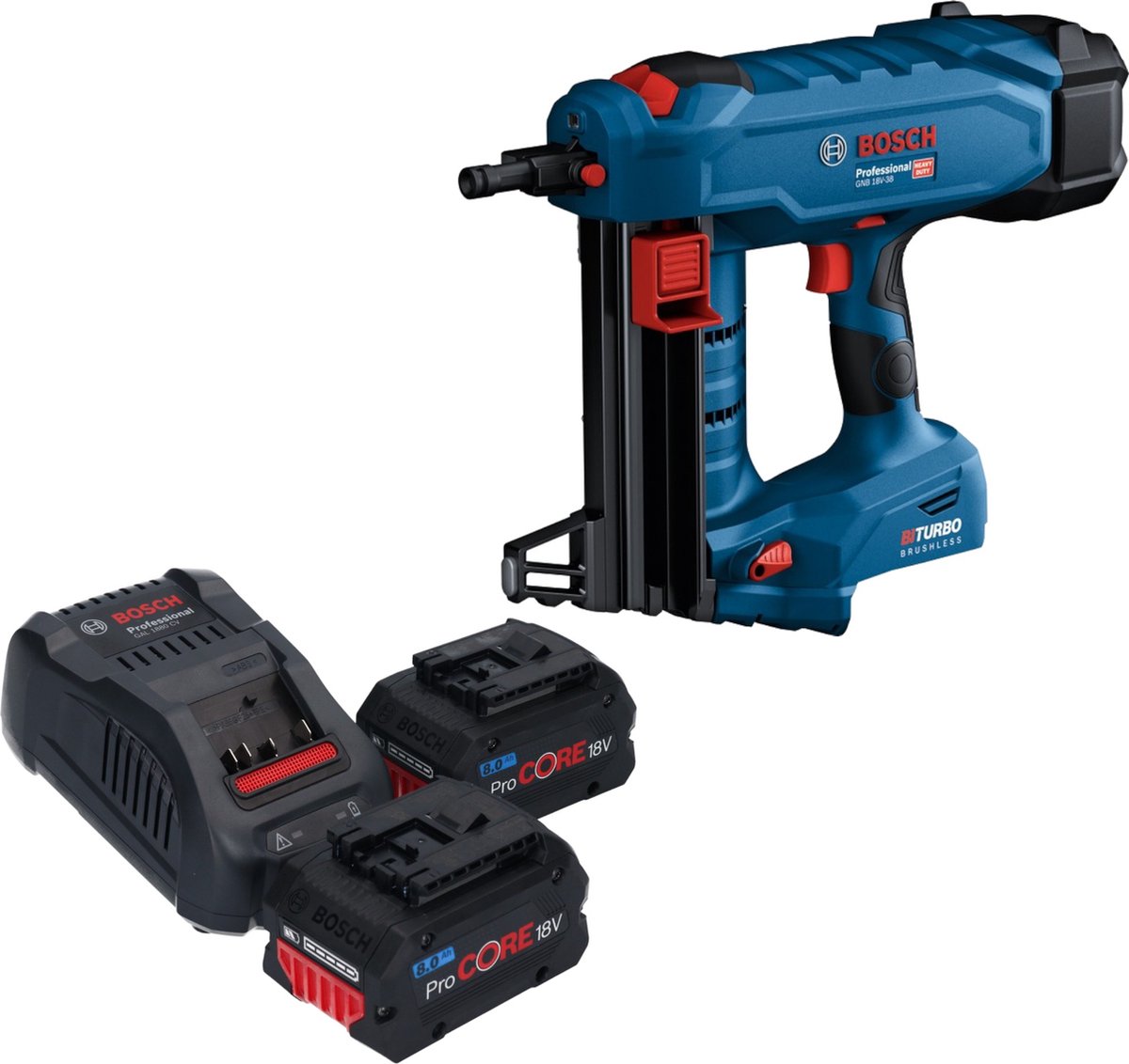 Bosch GNB 18V-38 Professional accu-betonnagel 18 V 13 - 38 mm BITURBO Brushless + 2x ProCORE accu 8,0 Ah + oplader