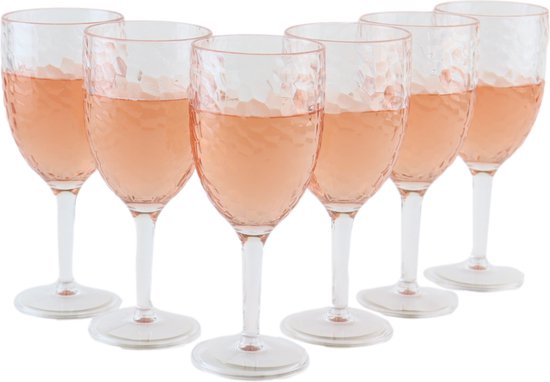 Verres à vin en plastique OTIX - 6 pièces - 400 ml - Plastique martelé