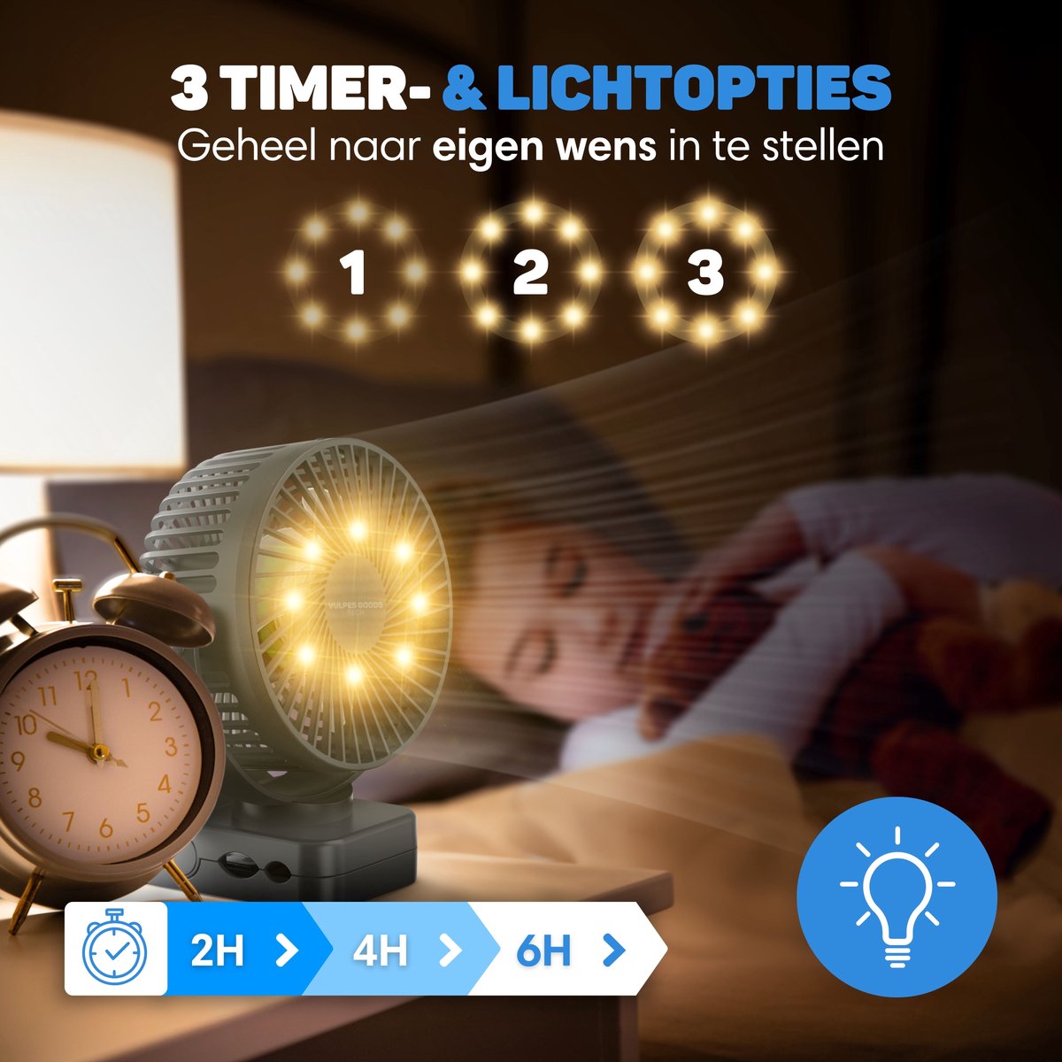 Vulpes Goods® Tech - Mini USB Ventilator PRO - Oplaadbare Tafelventilator - Stille Mini Fan met Afstandsbediening - Handventilator - Klein, Stil & Geruisloos - 3 Snelheden & Verlichting - 12000 mAh & Powerbank functie - Premium Zwart — afbeelding 4
