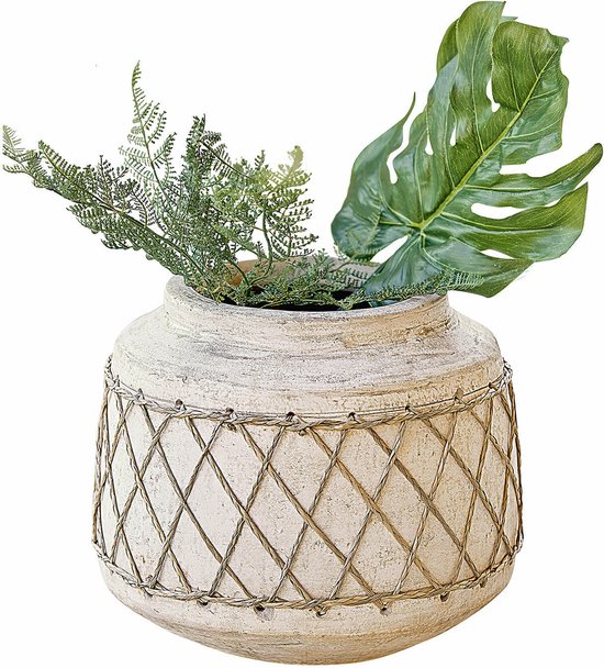 LOBERON Vase Corella blanc antique/marron